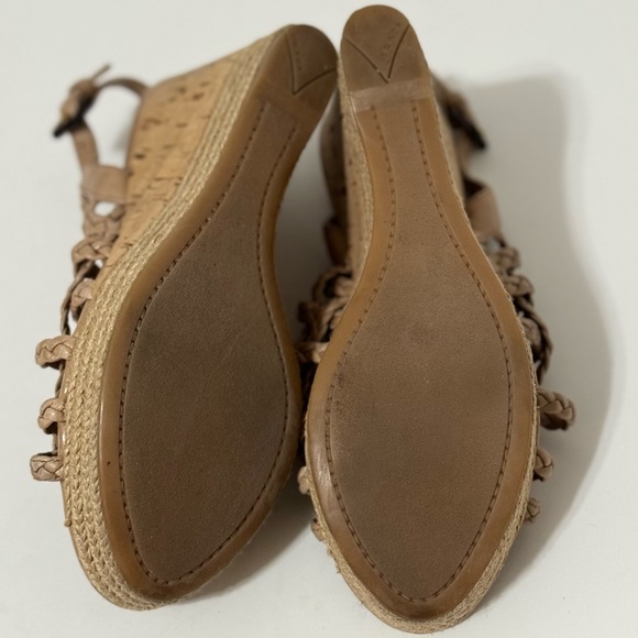 Prada Red Label Taupe/Tan Braided Leather Wedge Sandals EUC - Picture 8 of 13